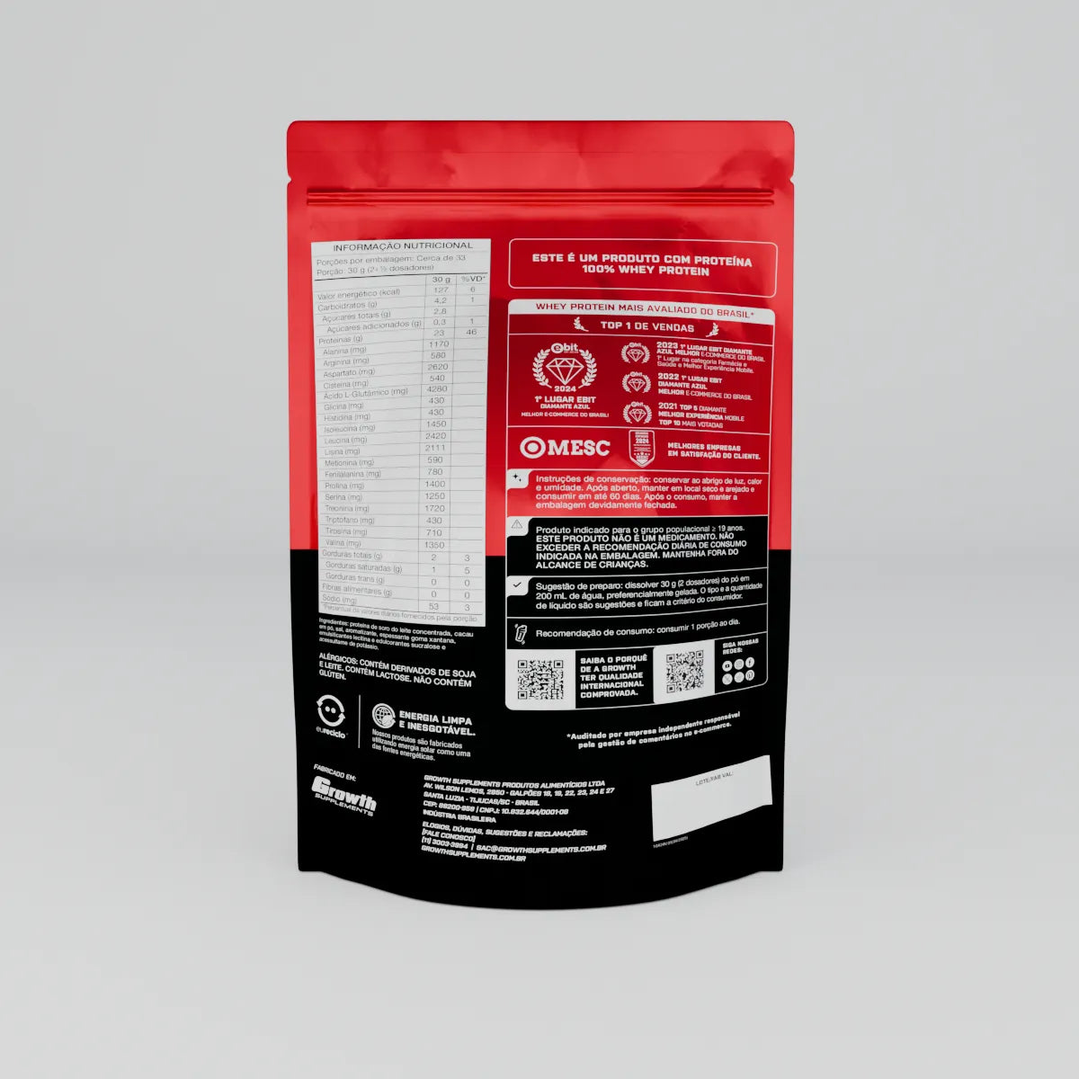 110225 avaliações Growth Supplements (TOP) Whey Protein Concentrado 1Kg