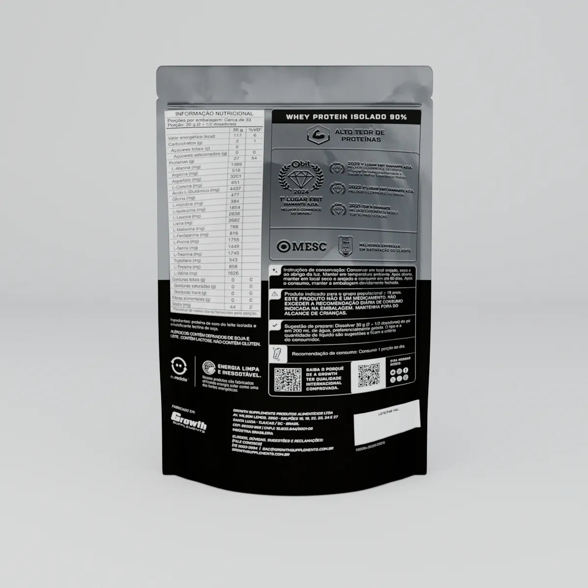 Whey Protein Isolado 1kg Growth Supplements - Natural