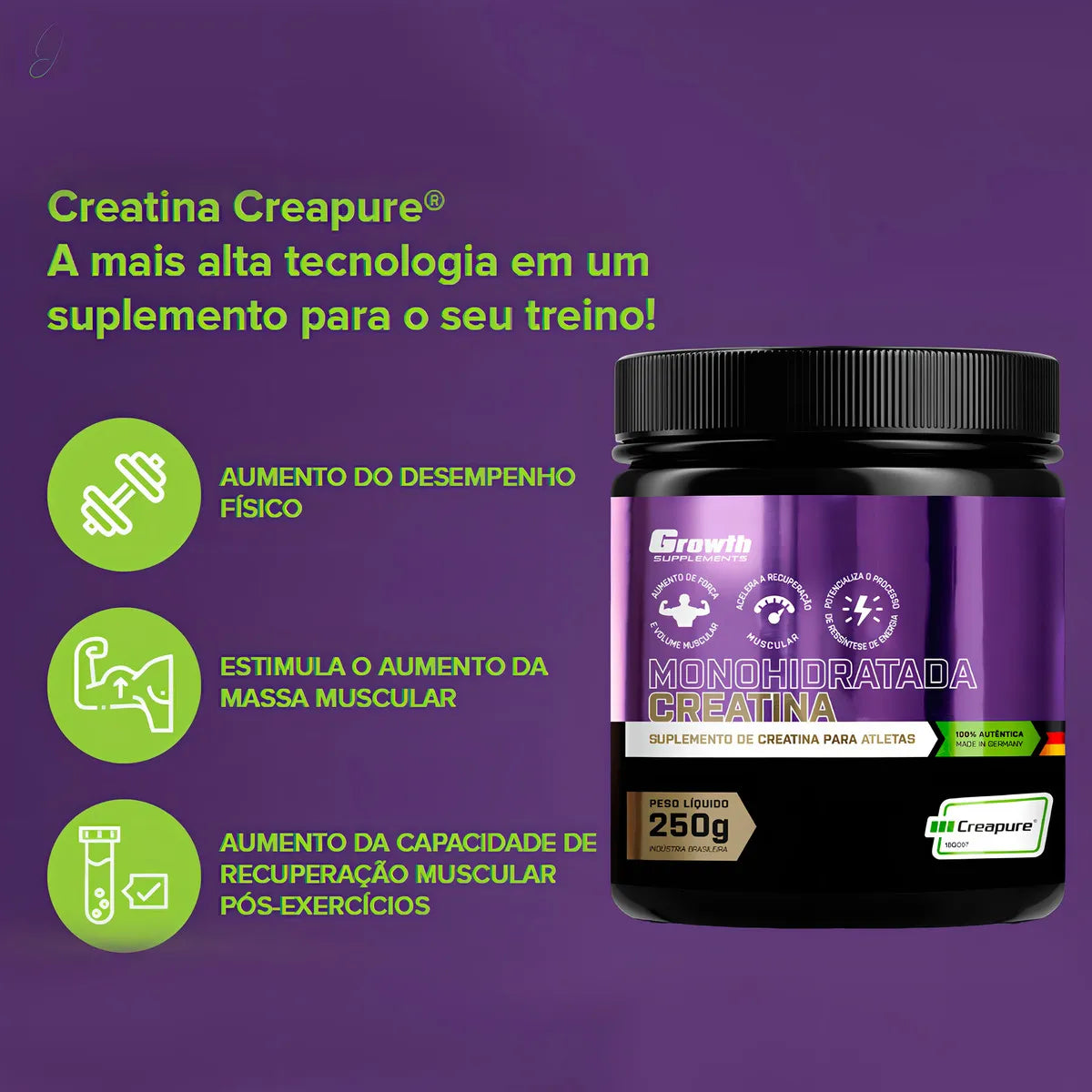 CREATINA (250g) Creapure® - GROWTH SUPPLEMENTS